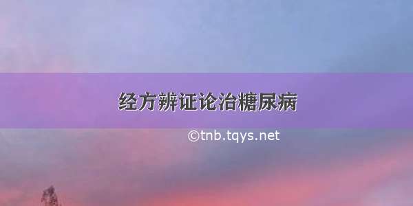 经方辨证论治糖尿病