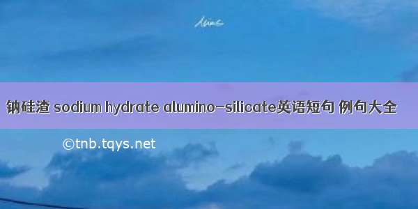 钠硅渣 sodium hydrate alumino-silicate英语短句 例句大全