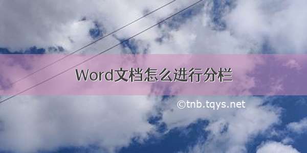 Word文档怎么进行分栏