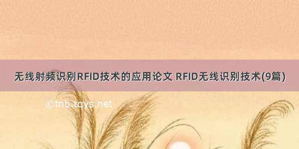 无线射频识别RFID技术的应用论文 RFID无线识别技术(9篇)