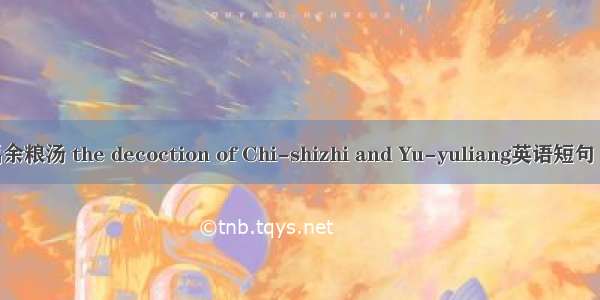 赤石脂禹余粮汤 the decoction of Chi-shizhi and Yu-yuliang英语短句 例句大全