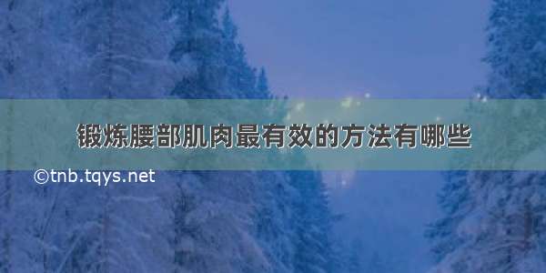 锻炼腰部肌肉最有效的方法有哪些