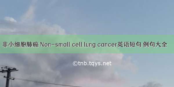 非小细胞肺癌 Non-small cell lung cancer英语短句 例句大全