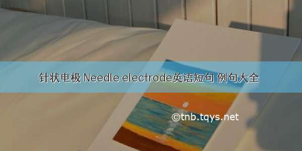 针状电极 Needle electrode英语短句 例句大全