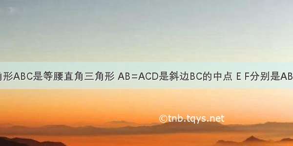 如图已知三角形ABC是等腰直角三角形 AB=ACD是斜边BC的中点 E F分别是AB AC 边上的点