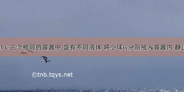 如图在A B C三个相同的容器中 盛有不同液体 将小球G分别放入容器内 静止时三个容