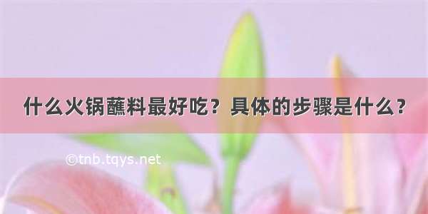 什么火锅蘸料最好吃？具体的步骤是什么？