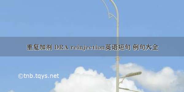 重复加剂 DRA reinjection英语短句 例句大全