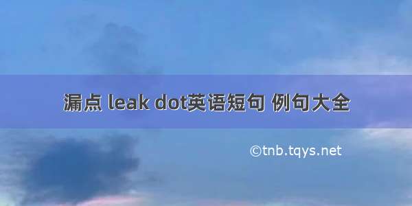 漏点 leak dot英语短句 例句大全