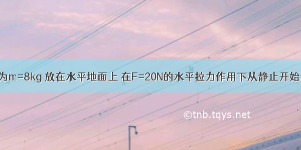 木箱的质量为m=8kg 放在水平地面上 在F=20N的水平拉力作用下从静止开始运动 经时间