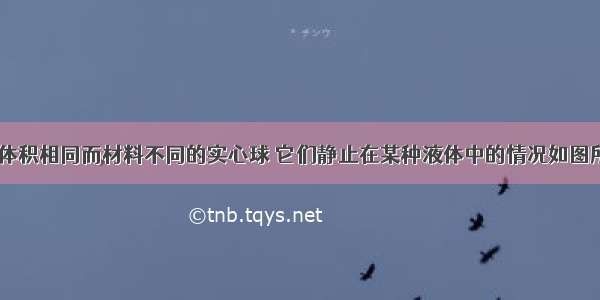 A B是两个体积相同而材料不同的实心球 它们静止在某种液体中的情况如图所示 那么两