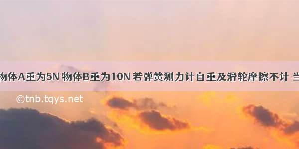 如图所示 物体A重为5N 物体B重为10N 若弹簧测力计自重及滑轮摩擦不计 当它们处于