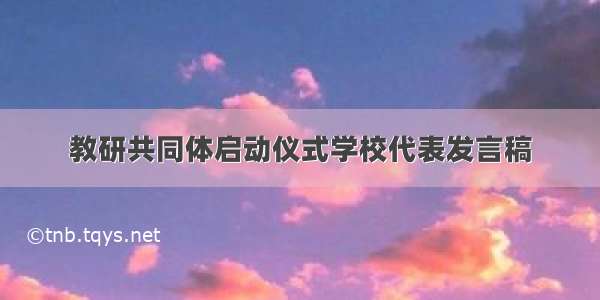 教研共同体启动仪式学校代表发言稿