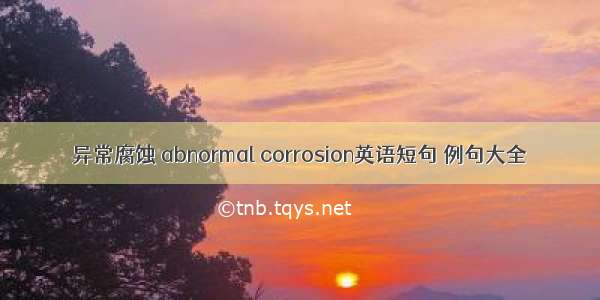 异常腐蚀 abnormal corrosion英语短句 例句大全