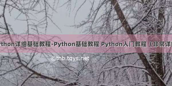 python详细基础教程-Python基础教程 Python入门教程（非常详细）