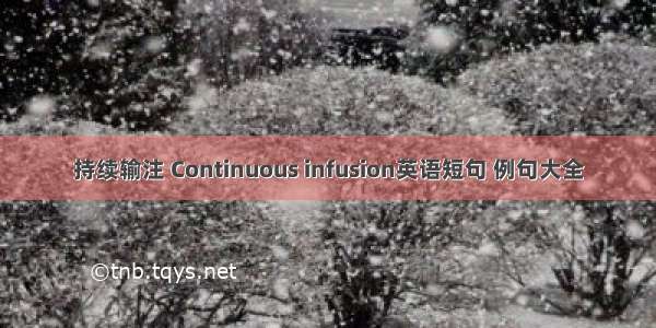 持续输注 Continuous infusion英语短句 例句大全