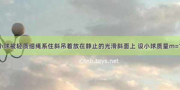 如图所示 小球被轻质细绳系住斜吊着放在静止的光滑斜面上 设小球质量m=1kg 斜面倾