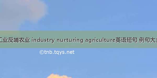 工业反哺农业 industry nurturing agriculture英语短句 例句大全