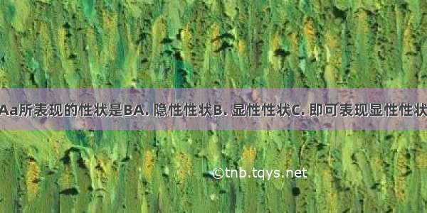 基因组成Aa所表现的性状是BA. 隐性性状B. 显性性状C. 即可表现显性性状 又可表现