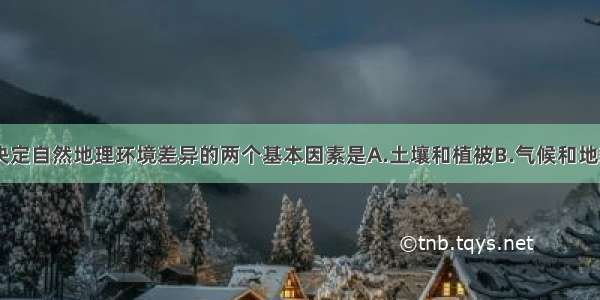 在我国 决定自然地理环境差异的两个基本因素是A.土壤和植被B.气候和地貌C.河流