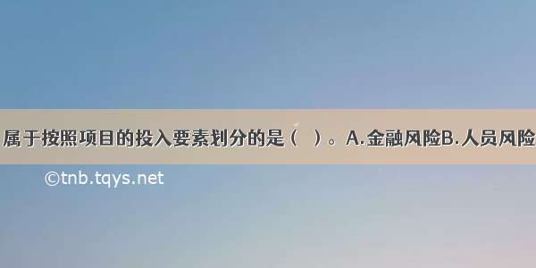 下列风险中 属于按照项目的投入要素划分的是（ ）。A.金融风险B.人员风险C.汇率风险