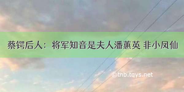 蔡锷后人：将军知音是夫人潘蕙英 非小凤仙