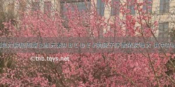 单选题六种短周期主族元素A B C D E F的原子序数依次增大 其中A与E周