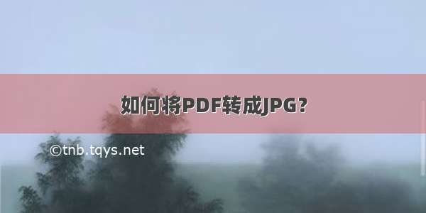 如何将PDF转成JPG？