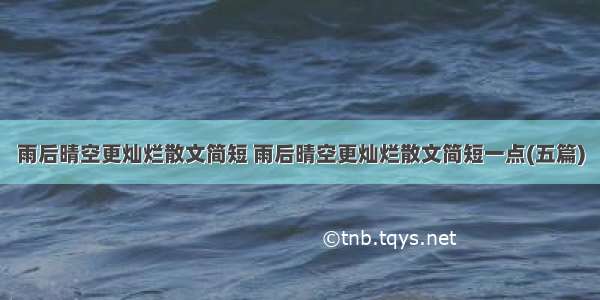 雨后晴空更灿烂散文简短 雨后晴空更灿烂散文简短一点(五篇)