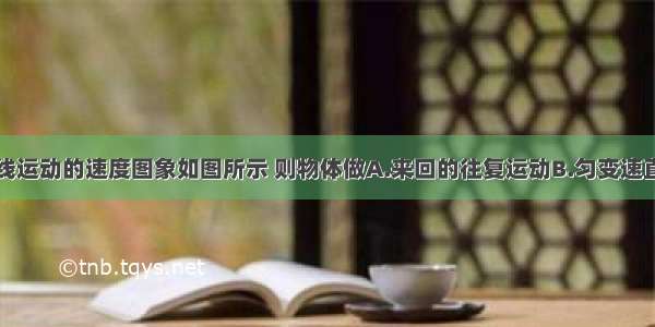 某物体沿直线运动的速度图象如图所示 则物体做A.来回的往复运动B.匀变速直线运动C.朝