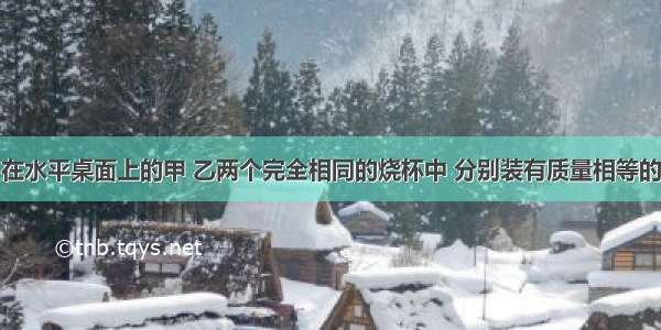 如图所示 在水平桌面上的甲 乙两个完全相同的烧杯中 分别装有质量相等的两种液体．